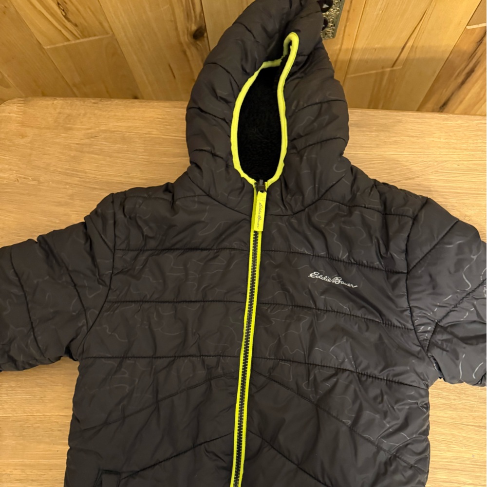 Eddie Bauer Black Jacket with Neon Yellow Trim